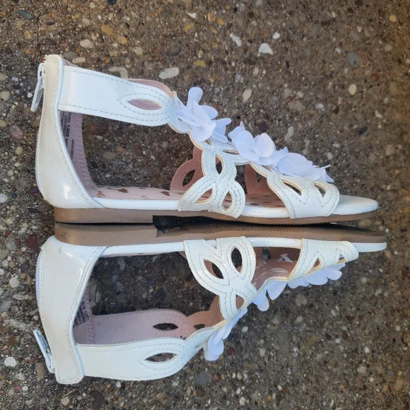 SO Paulene White Flower Dress Sandals Easter Girls 12 Kohls - Picture 4 of 8